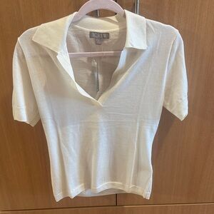 J. Crew Women's White Polo Top med new w tags